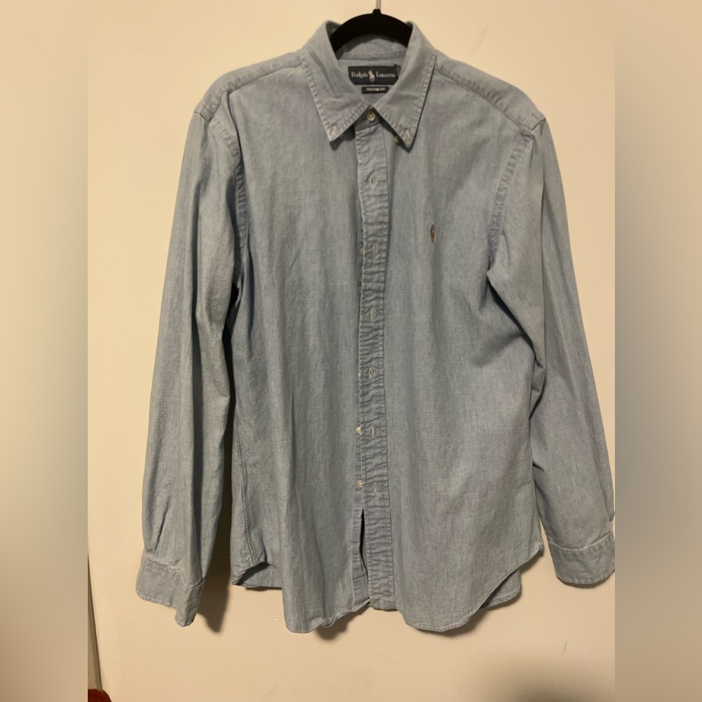 Polo Ralph Lauren Solid Oxford Long-Sleeve Woven Shirt Light Blue Large
